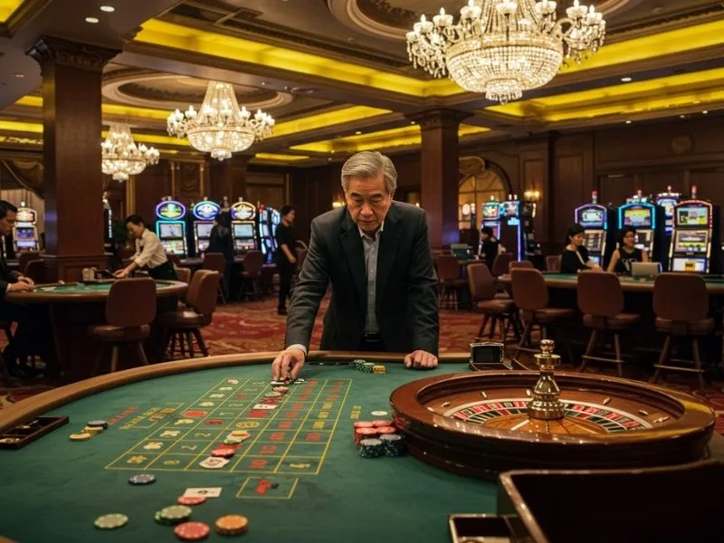Man playing roulette at sg777 online casino table