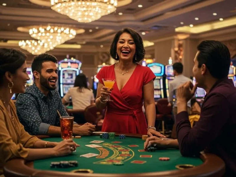 Smiling woman enjoying online gaming experience at SG777 casino platform