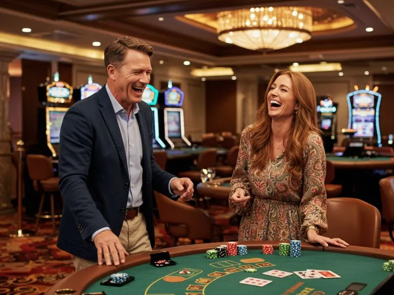 Sweet couple enjoying their time at ph365-pilipinong sariling casino, playing online games with excitement and fun.