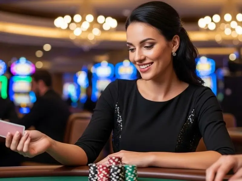 Happy woman enjoying poker game at a casino – cc6 online casino register