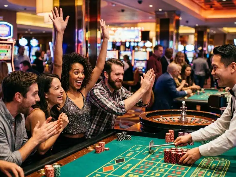 solaire online casino fun and happy times are here at the casino casino floor with lights and players enjoying games