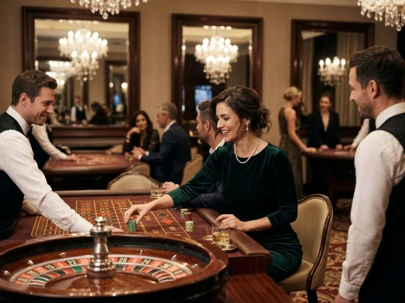 Kings Casino chic woman enjoying an exciting night of casino entertainment