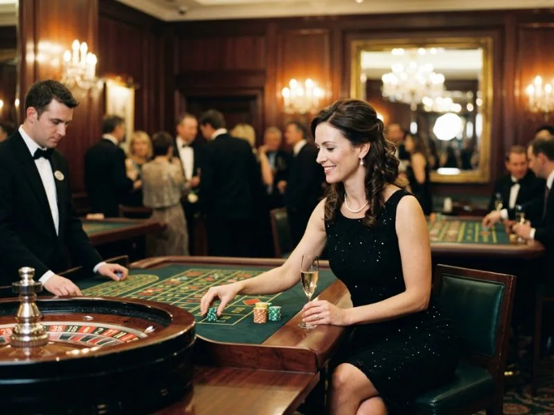 Confident woman relaxing while enjoying premium casino entertainment at Q25 Online Casino.