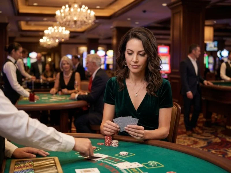 Delighted casino guest smiling during a memorable visit with Epic Games GCash.