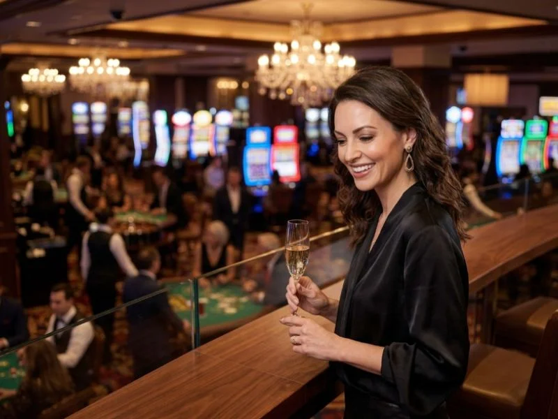 Joyful casino enthusiast smiling while enjoying the glamorous Epic Games GCash gaming environment.