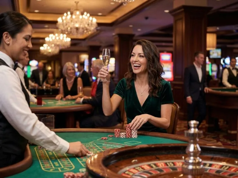 Relaxed casino player enjoying an entertaining evening with Epic Games GCash in an elegant venue.