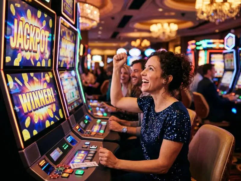 Happy player enjoying the elegant atmosphere of Game Zone GCash in a premium casino setting.