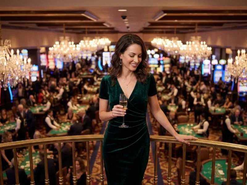 Elegant casino guest enjoying a memorable evening with games earn money to GCash.