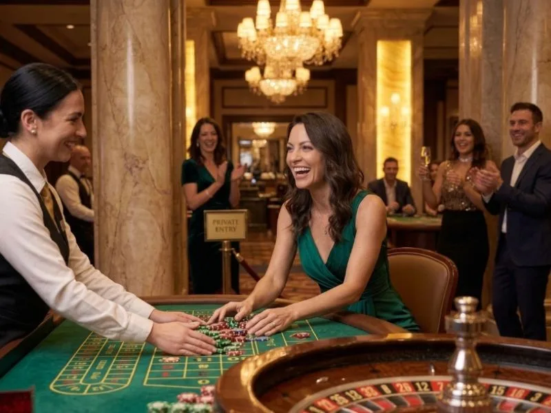 Delighted player enjoying the modern casino environment while playing online games GCash.