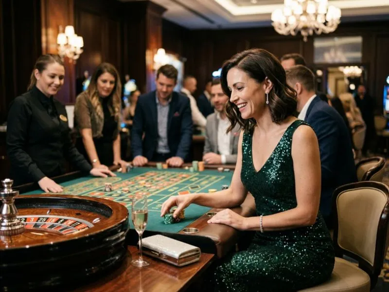 Joyful casino player enjoying the energy of the modern gaming floor with Phoenix Game GCash.