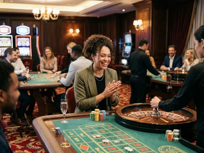 Woman enjoying GCash games earn money with thoughtful casino gameplay