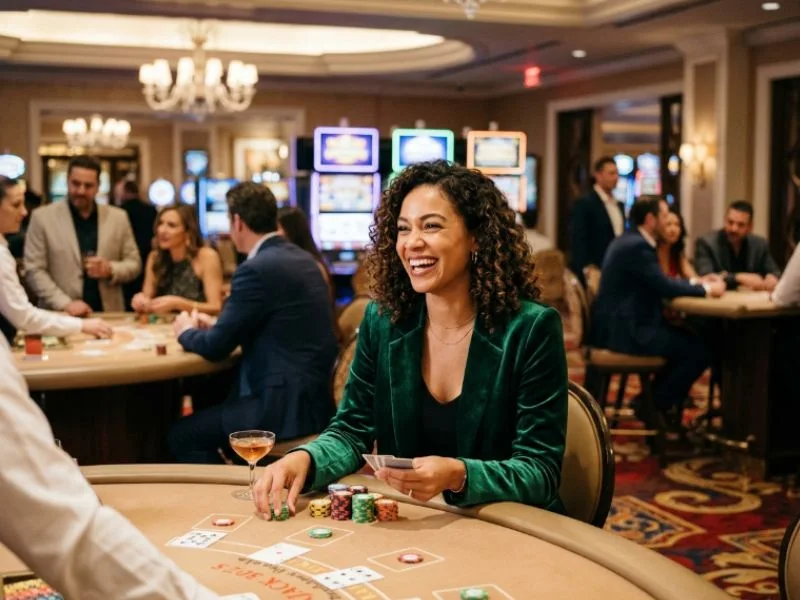 Experienced woman playing at a PAGCOR accredited online casino with smart strategies