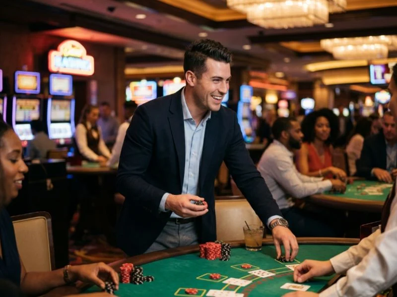Successful man playing casino games at a PAGCOR accredited online casino