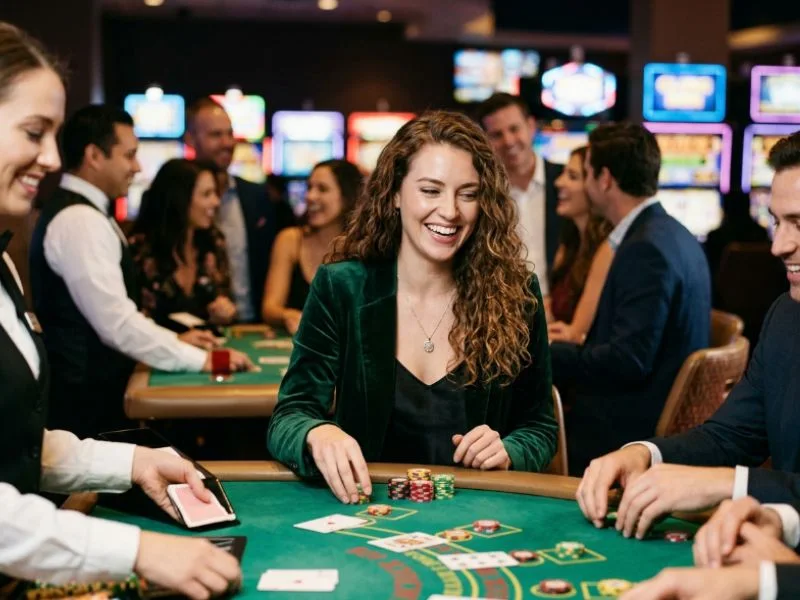 Confident woman enjoying PAGCOR online casino GCash gaming