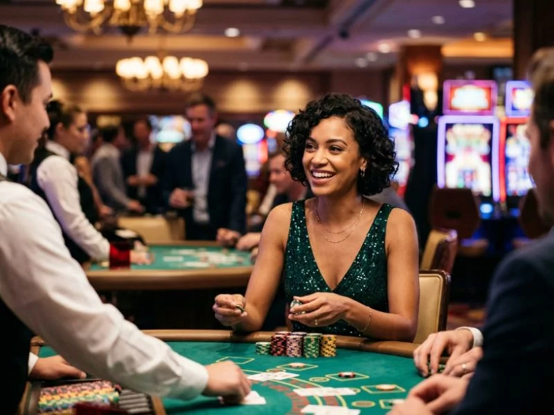 Woman playing scatter game GCash with confidence and precision