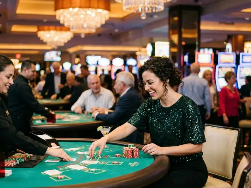 Woman enjoying casino games at BMY888 online casino