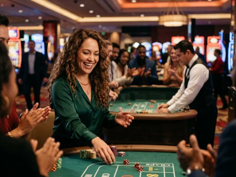 Woman having fun with friends at Lucky Calico online casino