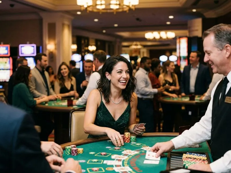 Woman enjoying a luxurious Online Casino 247 lounge atmosphere