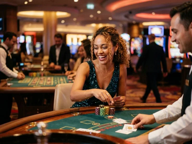 Woman enjoying a sophisticated Online Casino 247 atmosphere