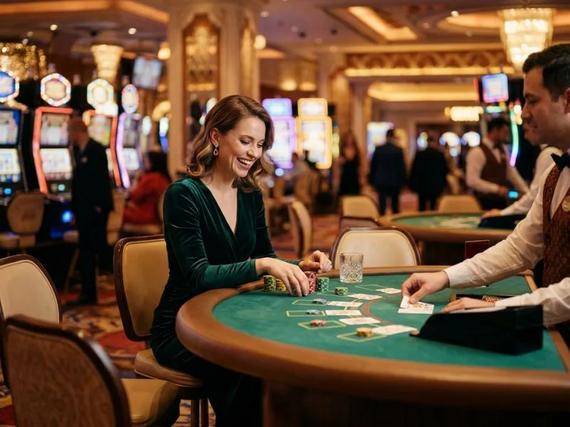 Woman focusing on her next casino bet at BBJL online.