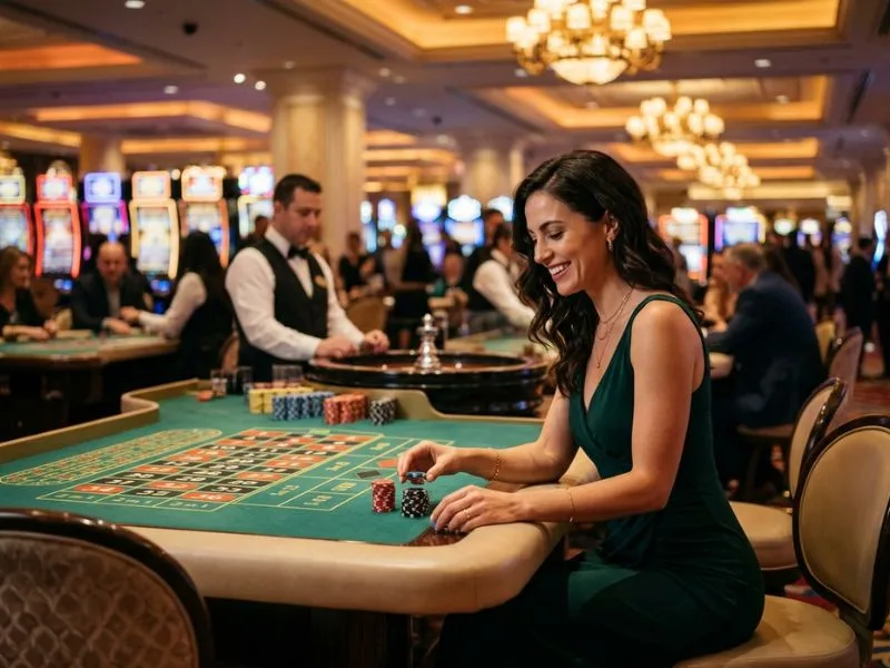 Woman enjoying the lively atmosphere at PH Pasay online casino.